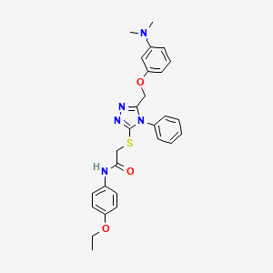 2-[[5-[[3-(dimethylamino)phenoxy]methyl]-4-phenyl-1,2,4-triazol-3-yl]sulfanyl]-N-(4-ethoxyphenyl)acetamide