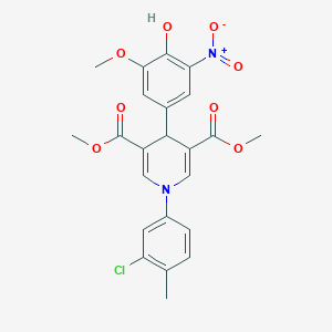 dimethyl 1-(3-chloro-4-methylphenyl)-4-(4-hydroxy-3-methoxy-5-nitrophenyl)-1,4-dihydro-3,5-pyridinedicarboxylate