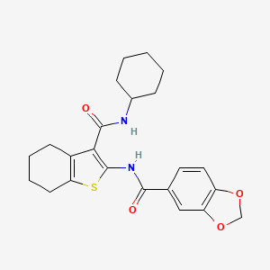 molecular formula C23H26N2O4S B3547271 N-{3-[(cyclohexylamino)carbonyl]-4,5,6,7-tetrahydro-1-benzothien-2-yl}-1,3-benzodioxole-5-carboxamide 