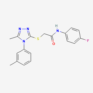 N-(4-fluorophenyl)-2-[[5-methyl-4-(3-methylphenyl)-1,2,4-triazol-3-yl]sulfanyl]acetamide