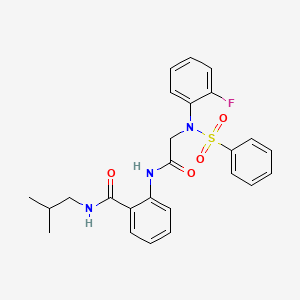 molecular formula C25H26FN3O4S B3547418 2-{[N-(2-fluorophenyl)-N-(phenylsulfonyl)glycyl]amino}-N-isobutylbenzamide 