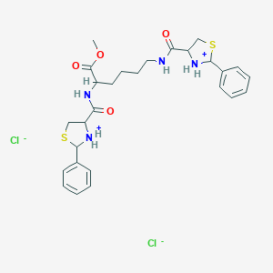 molecular formula C27H36Cl2N4O4S2 B035489 Methyl N,N'-alpha,epsilon-bis(2-phenylthiazolidine-4-carbonyl)-L-lysine, dihydrochloride CAS No. 106086-24-2