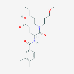 molecular formula C23H36N2O5 B035513 (+-)-4-((3,4-Dimethylbenzoyl)amino)-5-((3-methoxypropyl)pentylamino)-5-oxopentanoic acid CAS No. 111106-16-2