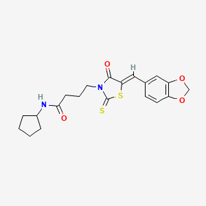 4-[5-(1,3-benzodioxol-5-ylmethylene)-4-oxo-2-thioxo-1,3-thiazolidin-3-yl]-N-cyclopentylbutanamide