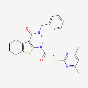 molecular formula C24H26N4O2S2 B3551545 N-benzyl-2-({[(4,6-dimethyl-2-pyrimidinyl)thio]acetyl}amino)-4,5,6,7-tetrahydro-1-benzothiophene-3-carboxamide 