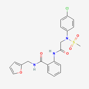 molecular formula C21H20ClN3O5S B3551765 2-{[N-(4-chlorophenyl)-N-(methylsulfonyl)glycyl]amino}-N-(2-furylmethyl)benzamide 