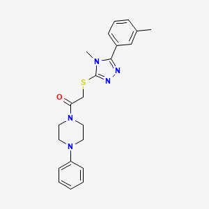 molecular formula C22H25N5OS B3551894 2-{[4-methyl-5-(3-methylphenyl)-4H-1,2,4-triazol-3-yl]sulfanyl}-1-(4-phenylpiperazin-1-yl)ethanone 