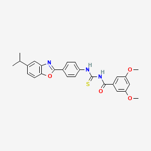 3,5-dimethoxy-N-({4-[5-(propan-2-yl)-1,3-benzoxazol-2-yl]phenyl}carbamothioyl)benzamide