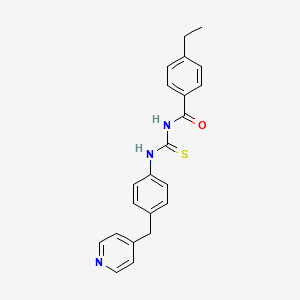 molecular formula C22H21N3OS B3552023 4-ethyl-N-({[4-(4-pyridinylmethyl)phenyl]amino}carbonothioyl)benzamide 