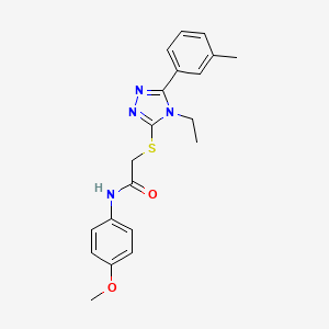 molecular formula C20H22N4O2S B3552069 2-{[4-ethyl-5-(3-methylphenyl)-4H-1,2,4-triazol-3-yl]thio}-N-(4-methoxyphenyl)acetamide 