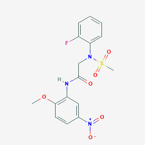 molecular formula C16H16FN3O6S B3552141 N~2~-(2-fluorophenyl)-N~1~-(2-methoxy-5-nitrophenyl)-N~2~-(methylsulfonyl)glycinamide 