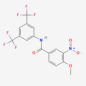 molecular formula C16H10F6N2O4 B3552158 N-[3,5-bis(trifluoromethyl)phenyl]-4-methoxy-3-nitrobenzamide 