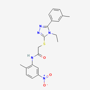 molecular formula C20H21N5O3S B3552164 2-{[4-ethyl-5-(3-methylphenyl)-4H-1,2,4-triazol-3-yl]sulfanyl}-N-(2-methyl-5-nitrophenyl)acetamide 