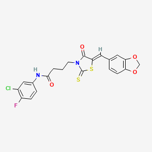 4-[5-(1,3-benzodioxol-5-ylmethylene)-4-oxo-2-thioxo-1,3-thiazolidin-3-yl]-N-(3-chloro-4-fluorophenyl)butanamide