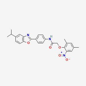 molecular formula C26H25N3O5 B3552239 2-(2,4-dimethyl-6-nitrophenoxy)-N-{4-[5-(propan-2-yl)-1,3-benzoxazol-2-yl]phenyl}acetamide 