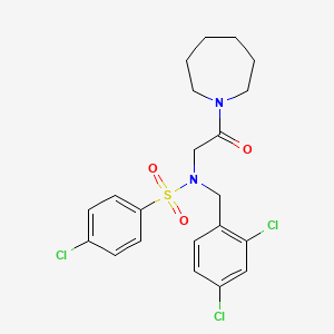 molecular formula C21H23Cl3N2O3S B3552261 N-[2-(azepan-1-yl)-2-oxoethyl]-4-chloro-N-[(2,4-dichlorophenyl)methyl]benzenesulfonamide 