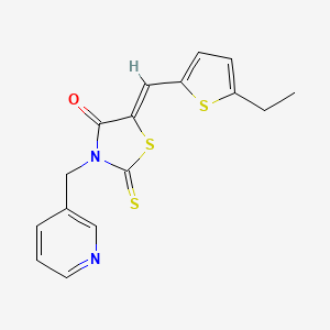 molecular formula C16H14N2OS3 B3552334 (5Z)-5-[(5-ethylthiophen-2-yl)methylidene]-3-(pyridin-3-ylmethyl)-2-thioxo-1,3-thiazolidin-4-one 