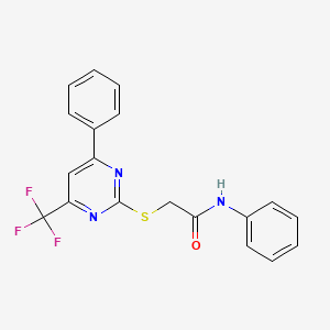 N-phenyl-2-{[4-phenyl-6-(trifluoromethyl)-2-pyrimidinyl]thio}acetamide