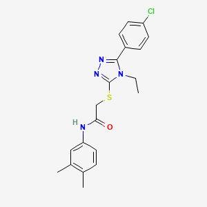 molecular formula C20H21ClN4OS B3552372 2-{[5-(4-chlorophenyl)-4-ethyl-4H-1,2,4-triazol-3-yl]thio}-N-(3,4-dimethylphenyl)acetamide 