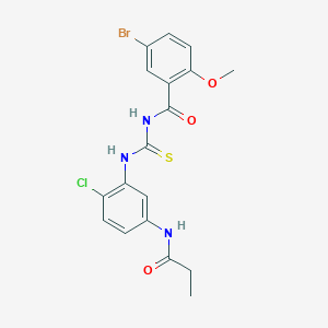 molecular formula C18H17BrClN3O3S B3552620 5-bromo-N-({[2-chloro-5-(propionylamino)phenyl]amino}carbonothioyl)-2-methoxybenzamide 