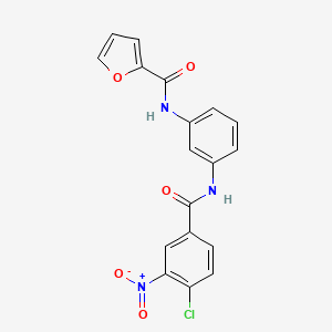 molecular formula C18H12ClN3O5 B3552646 N-(3-{[(4-chloro-3-nitrophenyl)carbonyl]amino}phenyl)furan-2-carboxamide 