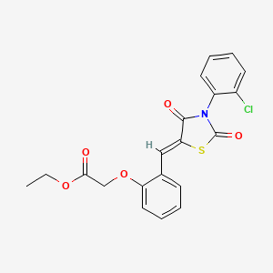 molecular formula C20H16ClNO5S B3552672 ethyl (2-{[3-(2-chlorophenyl)-2,4-dioxo-1,3-thiazolidin-5-ylidene]methyl}phenoxy)acetate 