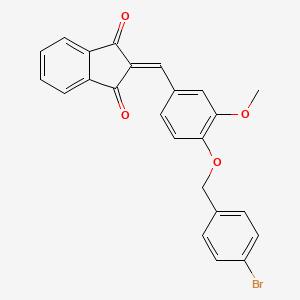 molecular formula C24H17BrO4 B3552700 2-{4-[(4-溴苯甲基)氧基]-3-甲氧基苯亚甲基}-1H-茚满-1,3(2H)-二酮 