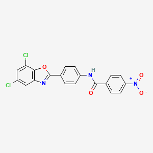 molecular formula C20H11Cl2N3O4 B3552701 N-[4-(5,7-dichloro-1,3-benzoxazol-2-yl)phenyl]-4-nitrobenzamide 