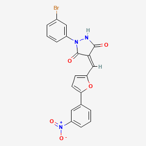 molecular formula C20H12BrN3O5 B3552760 (4Z)-1-(3-bromophenyl)-4-{[5-(3-nitrophenyl)furan-2-yl]methylidene}pyrazolidine-3,5-dione 