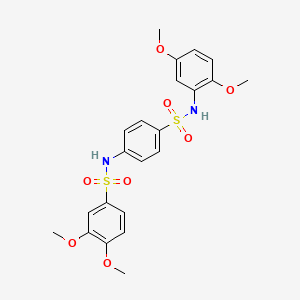 molecular formula C22H24N2O8S2 B3552764 N-(4-{[(2,5-dimethoxyphenyl)amino]sulfonyl}phenyl)-3,4-dimethoxybenzenesulfonamide 