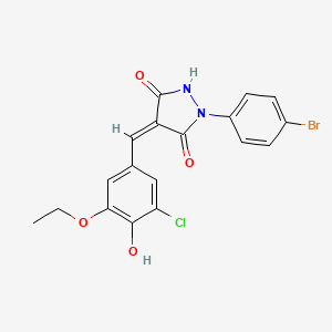 molecular formula C18H14BrClN2O4 B3552788 1-(4-bromophenyl)-4-(3-chloro-5-ethoxy-4-hydroxybenzylidene)-3,5-pyrazolidinedione 