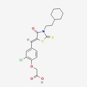 molecular formula C20H22ClNO4S2 B3552824 (2-chloro-4-{[3-(2-cyclohexylethyl)-4-oxo-2-thioxo-1,3-thiazolidin-5-ylidene]methyl}phenoxy)acetic acid 