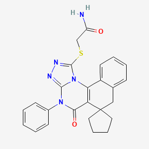 molecular formula C25H23N5O2S B3552834 2-[(5-oxo-4-phenyl-5,7-dihydro-4H-spiro[benzo[h][1,2,4]triazolo[4,3-a]quinazoline-6,1'-cyclopentan]-1-yl)thio]acetamide 