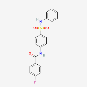 molecular formula C20H17FN2O3S B3552860 4-fluoro-N-(4-{[(2-methylphenyl)amino]sulfonyl}phenyl)benzamide 