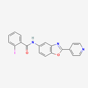 2-iodo-N-[2-(4-pyridinyl)-1,3-benzoxazol-5-yl]benzamide