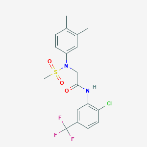 molecular formula C18H18ClF3N2O3S B3553001 N~1~-[2-chloro-5-(trifluoromethyl)phenyl]-N~2~-(3,4-dimethylphenyl)-N~2~-(methylsulfonyl)glycinamide 