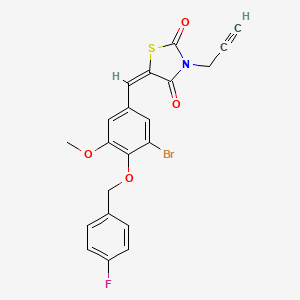 molecular formula C21H15BrFNO4S B3553051 5-{3-bromo-4-[(4-fluorobenzyl)oxy]-5-methoxybenzylidene}-3-(2-propyn-1-yl)-1,3-thiazolidine-2,4-dione 