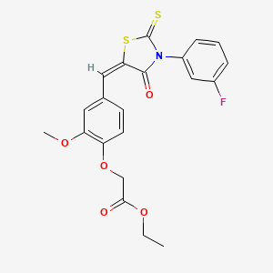 molecular formula C21H18FNO5S2 B3553216 ethyl (4-{[3-(3-fluorophenyl)-4-oxo-2-thioxo-1,3-thiazolidin-5-ylidene]methyl}-2-methoxyphenoxy)acetate 