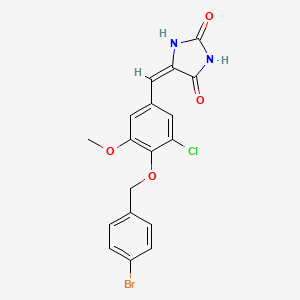 (5E)-5-{4-[(4-bromobenzyl)oxy]-3-chloro-5-methoxybenzylidene}imidazolidine-2,4-dione