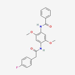 molecular formula C23H21FN2O4 B3553312 N-(4-{[2-(4-FLUOROPHENYL)ACETYL]AMINO}-2,5-DIMETHOXYPHENYL)BENZAMIDE 