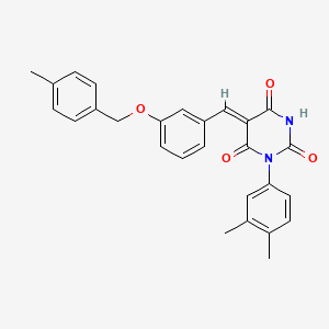 molecular formula C27H24N2O4 B3553348 (5Z)-1-(3,4-dimethylphenyl)-5-[[3-[(4-methylphenyl)methoxy]phenyl]methylidene]-1,3-diazinane-2,4,6-trione 