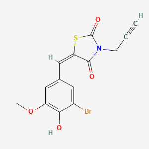 molecular formula C14H10BrNO4S B3553420 (5E)-5-[(3-bromo-4-hydroxy-5-methoxyphenyl)methylidene]-3-prop-2-ynyl-1,3-thiazolidine-2,4-dione 