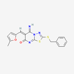 2-(benzylthio)-5-imino-6-[(5-methyl-2-furyl)methylene]-5,6-dihydro-7H-[1,3,4]thiadiazolo[3,2-a]pyrimidin-7-one