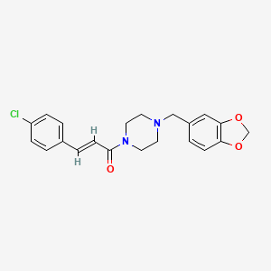 molecular formula C21H21ClN2O3 B3553439 1-(1,3-benzodioxol-5-ylmethyl)-4-[3-(4-chlorophenyl)acryloyl]piperazine 