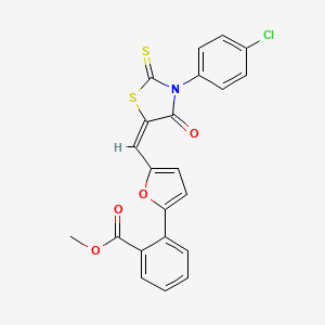 molecular formula C22H14ClNO4S2 B3553449 methyl 2-(5-{[3-(4-chlorophenyl)-4-oxo-2-thioxo-1,3-thiazolidin-5-ylidene]methyl}-2-furyl)benzoate 