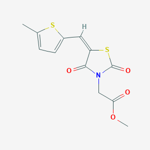 molecular formula C12H11NO4S2 B3553456 methyl 2-[(5E)-5-[(5-methylthiophen-2-yl)methylidene]-2,4-dioxo-1,3-thiazolidin-3-yl]acetate 