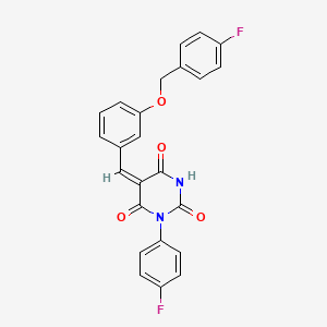 molecular formula C24H16F2N2O4 B3553536 5-{3-[(4-fluorobenzyl)oxy]benzylidene}-1-(4-fluorophenyl)-2,4,6(1H,3H,5H)-pyrimidinetrione 