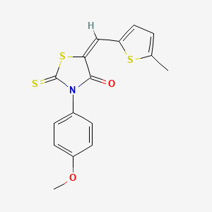 molecular formula C16H13NO2S3 B3553539 3-(4-methoxyphenyl)-5-[(5-methyl-2-thienyl)methylene]-2-thioxo-1,3-thiazolidin-4-one 