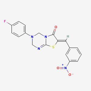 3-(4-fluorophenyl)-7-(3-nitrobenzylidene)-3,4-dihydro-2H-[1,3]thiazolo[3,2-a][1,3,5]triazin-6(7H)-one