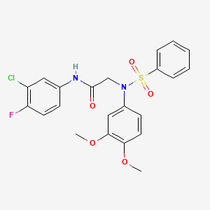 molecular formula C22H20ClFN2O5S B3553605 N~1~-(3-chloro-4-fluorophenyl)-N~2~-(3,4-dimethoxyphenyl)-N~2~-(phenylsulfonyl)glycinamide 